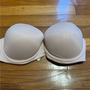 pink by victoria’s secret wireless push up strapless tan bra